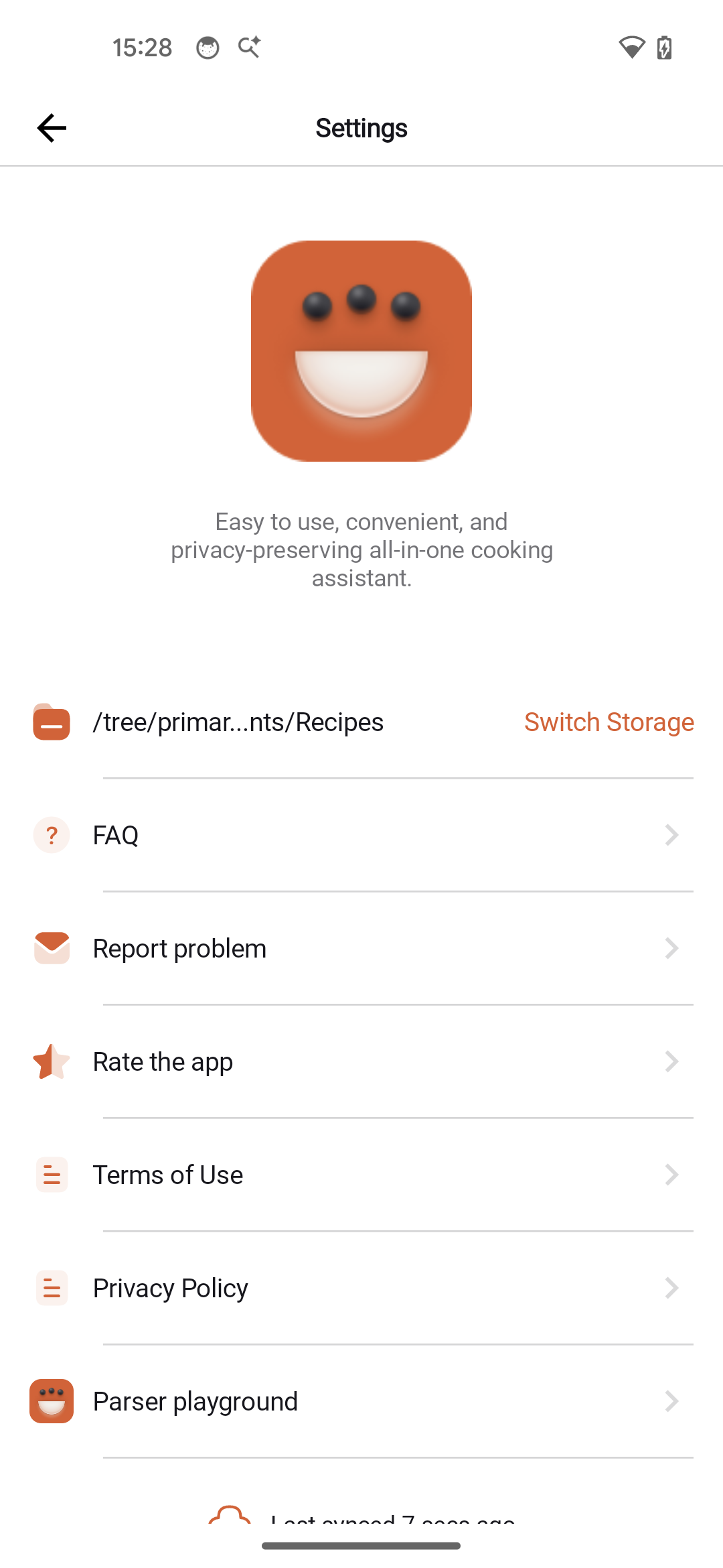 Settings with local folder storage