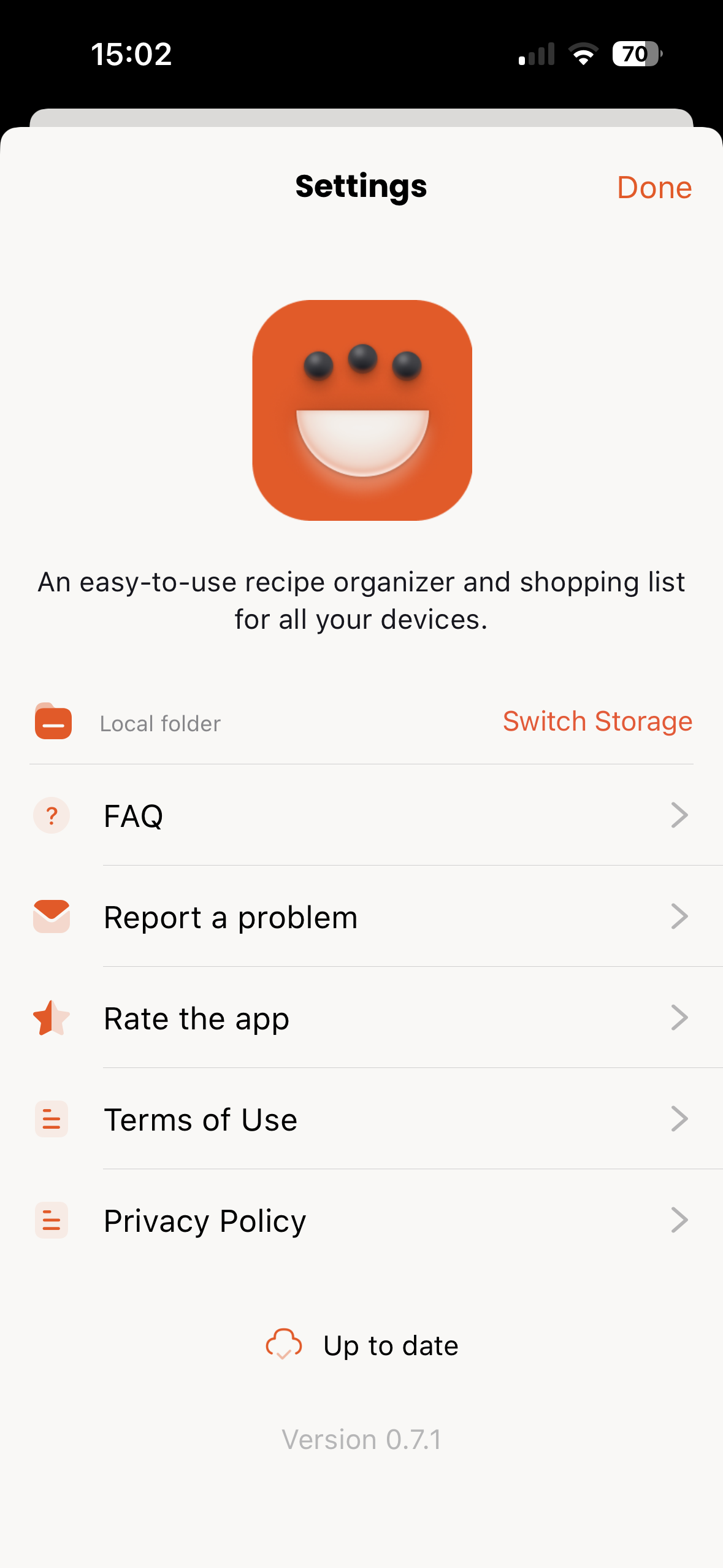 Settings with local folder